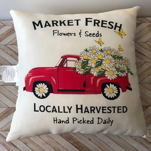 Farm Fresh Country Harvest Truck Outdoor Pillow Autumn Home Decor - Picture 1 of 5